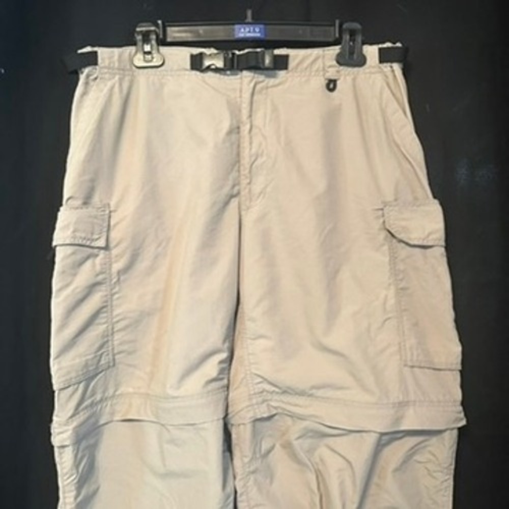 REI Convertible Pants Womens 16 Khaki Nylon Hiking Outdoor Zip Off Cargo Pockets